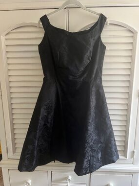 Didier Ludot Black Floral-Texture Fit & Flare Mini Dress